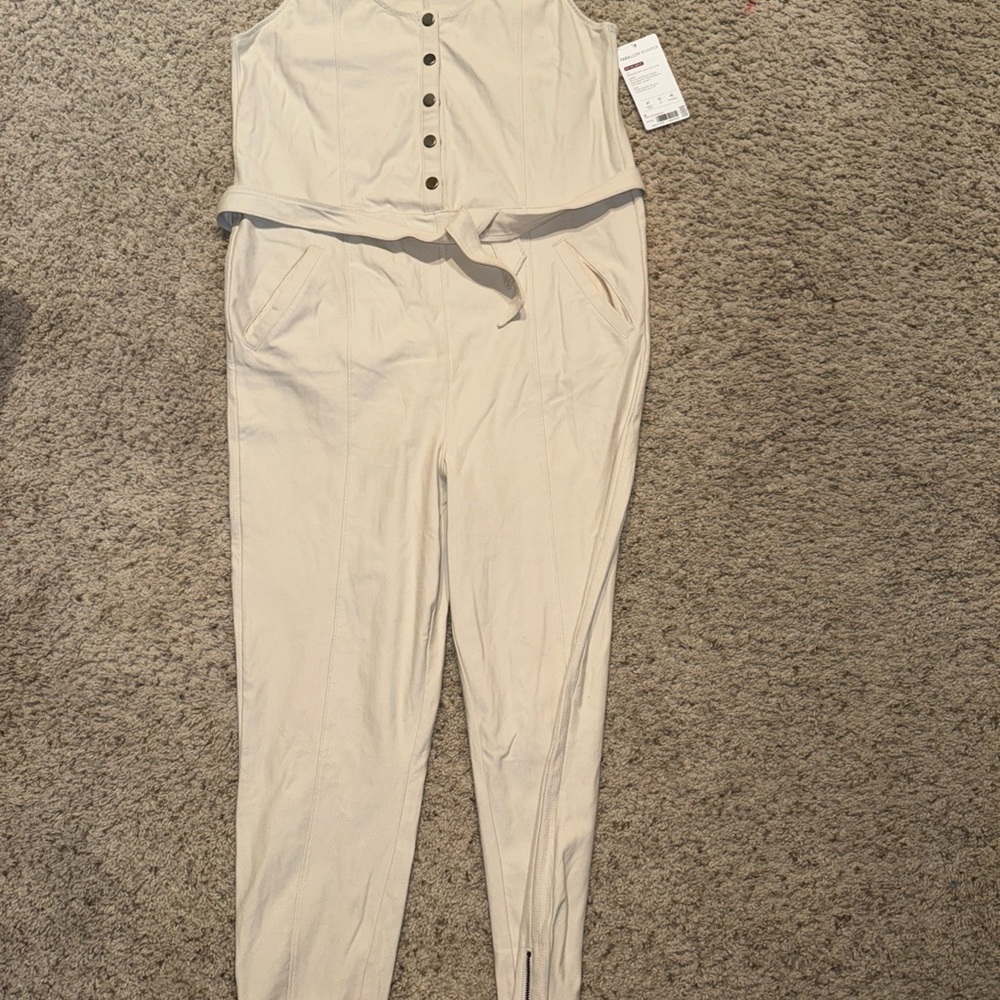Athleta Cream Button-Front Jumpsuit